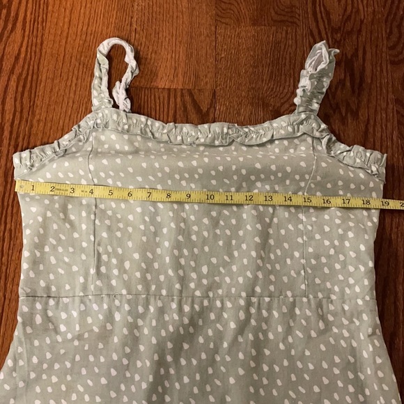 RUFFLED STRAP TANK SUNDRESS. Smocked back ruffle accent size XL mint Linen blend - Picture 7 of 13